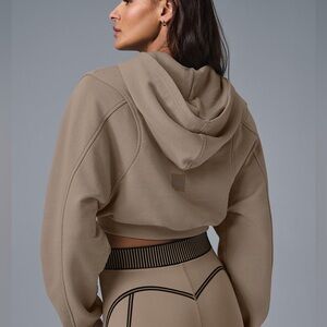 ALO Yoga Taupe Hoodie Crop Top